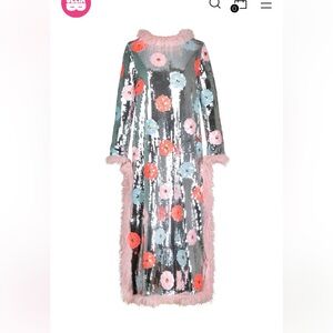 CeliaB Pink and Gray 3/4 Sleeve Midi Cocktail Dress